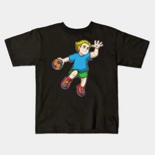 Boy at Jumping throw with Handball Kids T-Shirt